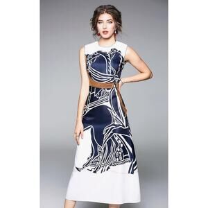 Trocadero Horse Dress Size 2XL Kentucky Derby Suede Belt RARE Runway NWT